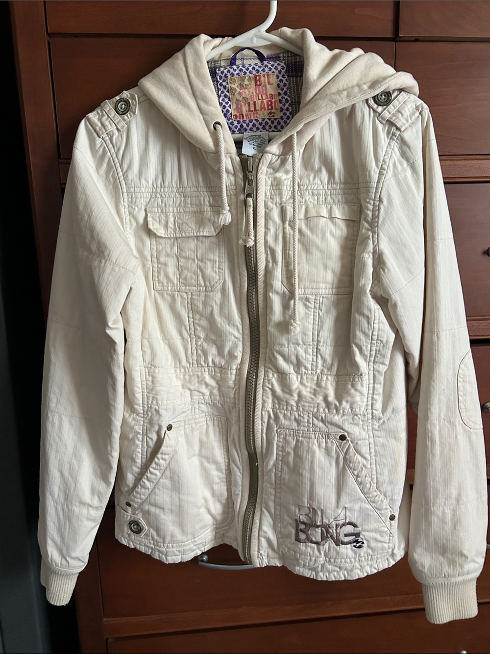 Billabong Off-White Hooded Utility Jacket